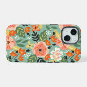 Garden Floral Pattern iPhone 15 Case (Achterkant horizontaal)