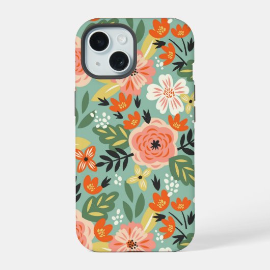 Garden Floral Pattern iPhone 15 Case (Achterkant)