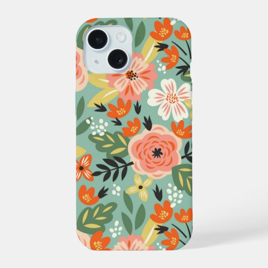 Garden Floral Pattern iPhone 15 Case (Achterkant)