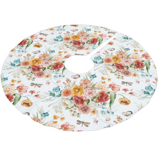 Garden Floral Pattern Kerstboom Rok (Gekanteld)