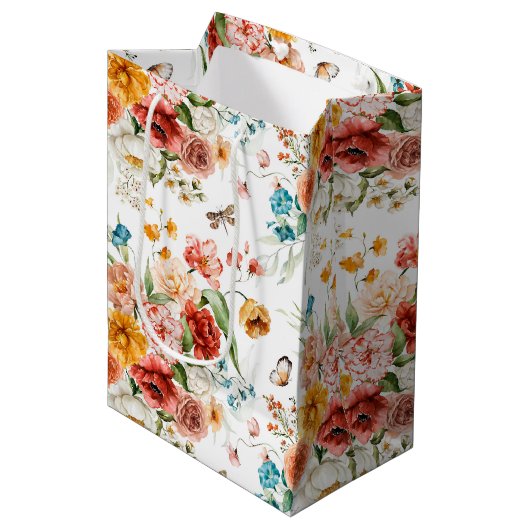 Garden Floral Pattern Medium Cadeauzakje (Voorkant Gekanteld)