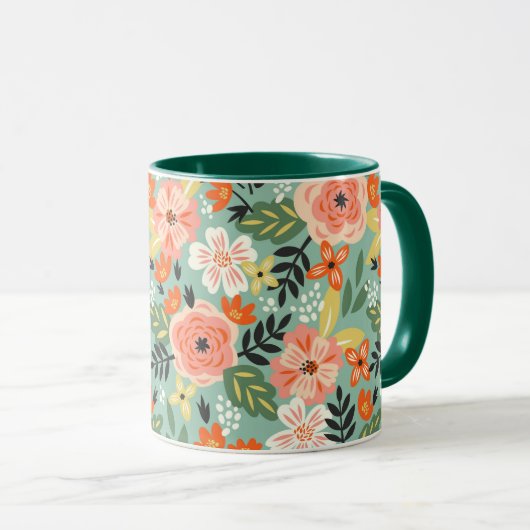 Garden Floral Pattern Mok (Voorkant rechts)