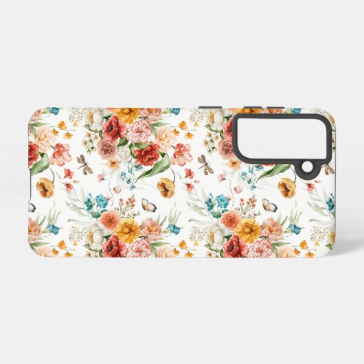 Garden Floral Pattern Samsung Galaxy Hoesje (Achterkant horizontaal)
