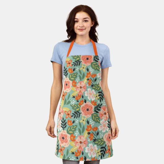 Garden Floral Pattern Schort (Gedragen)