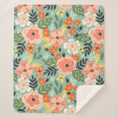 Garden Floral Pattern Sherpa Deken (Voorkant)