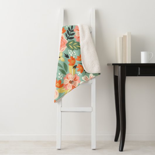 Garden Floral Pattern Sherpa Deken (In situ)