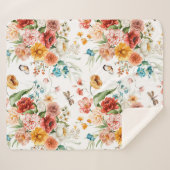 Garden Floral Pattern Sherpa Deken (Voorkant (horizontaal))