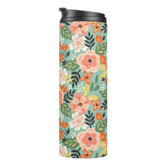 Garden Floral Pattern Thermosbeker (Geroteerd rechts)