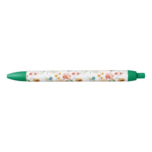 Garden Floral Pattern Zwarte Inkt Pen (Voorkant)