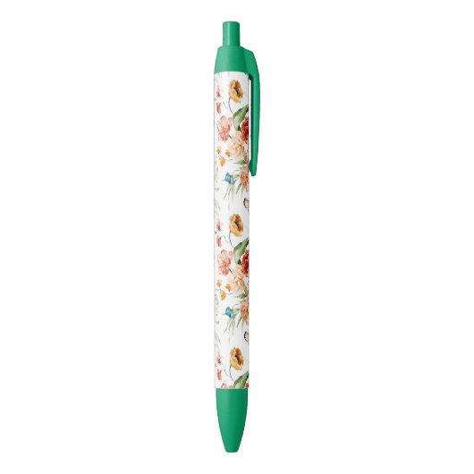 Garden Floral Pattern Zwarte Inkt Pen (Achterkant (Verticaal))