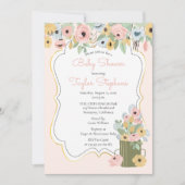 Garden Floral Pink | Yellow Bouquet Baby shower Kaart (Voorkant)