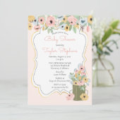 Garden Floral Pink | Yellow Bouquet Baby shower Kaart (Staand voorkant)