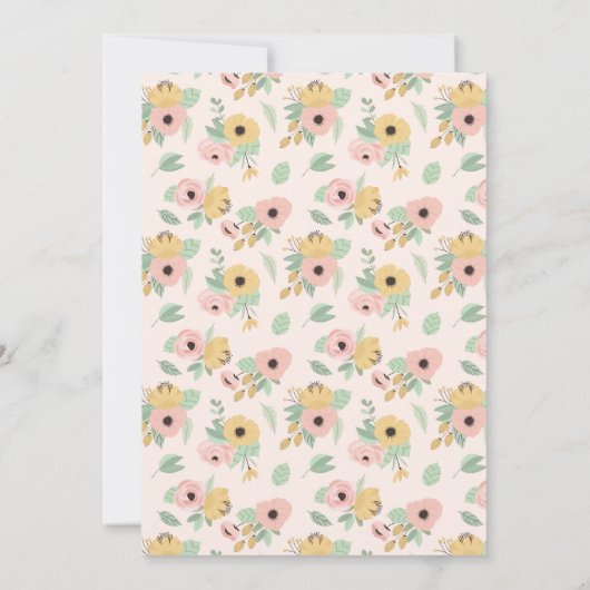 Garden Floral Pink | Yellow Bouquet Baby shower Kaart (Achterkant)