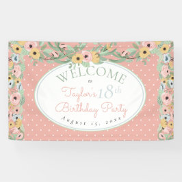 Garden Floral Pink | Yellow Bouquet Birthday Party Spandoek