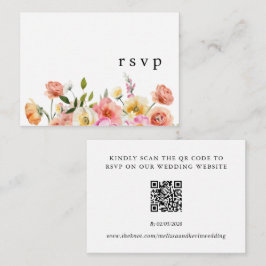 Garden Floral QR Code Wedding RSVP Card Informatiekaartje