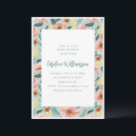 Garden Floral Sage Peach Modern Baby Shower Party Kaart<br><div class="desc">This garden floral baby shower invitation features a colorful floral pattern with modern typography and a soft botanical border. The cheerful flower design in sage green, peach, yellow, and coral creates a warm and welcoming look perfect for celebrating a new baby. The clean center layout keeps the baby shower details...</div>