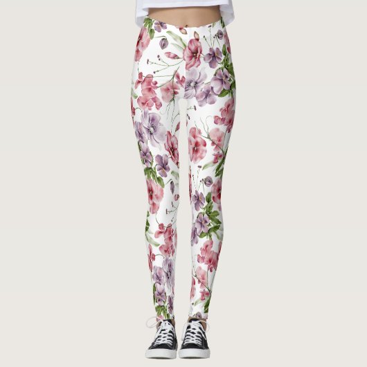 Garden Floral Seamless Pattern Leggings (Voorkant)