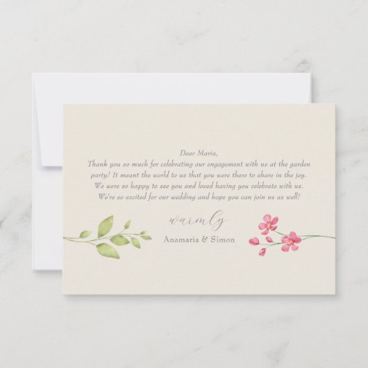 Garden Floral Verloving Bedankkaart (Achterkant)