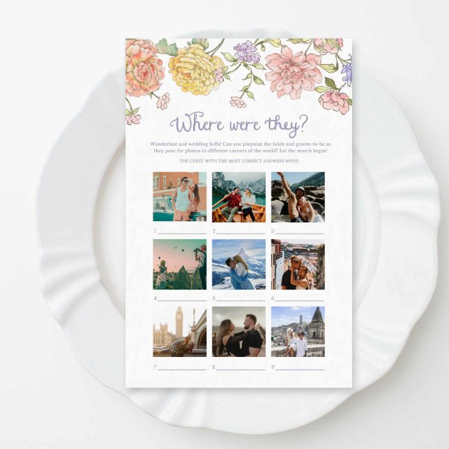 Garden Floral Vrijgezellenfeest Waar waren ze spel (Garden Bridal Shower Game Where were they?)