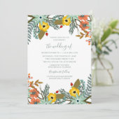 Garden Floral Wedding Invitation Kaart (Staand voorkant)
