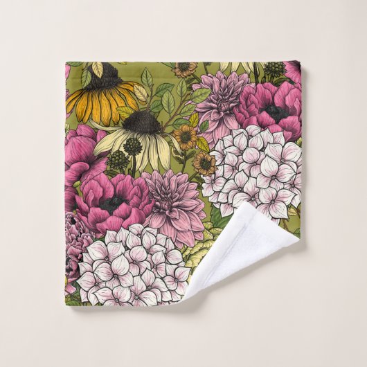 Garden florals 2 bad handdoek (Wasdoekje)