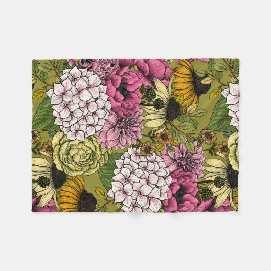 Garden florals 2 fleece deken (Voorkant (Horizontaal))