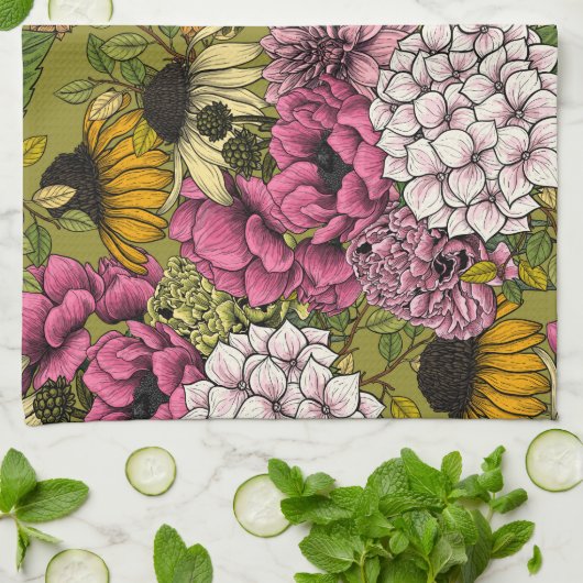 Garden florals 2 theedoek (Gevouwen)