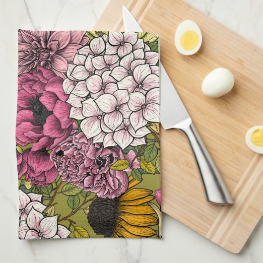 Garden florals 2 theedoek (Quarter Fold)