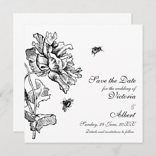 Garden Florals Wedding Save The Date (Voorkant / Achterkant)