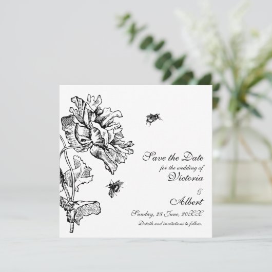 Garden Florals Wedding Save The Date (Staand voorkant)