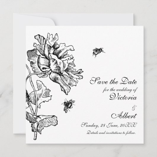 Garden Florals Wedding Save The Date (Voorkant)