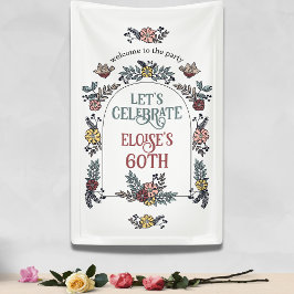 Garden Flower Arch Welkom Verjaardagsfeest Spandoek