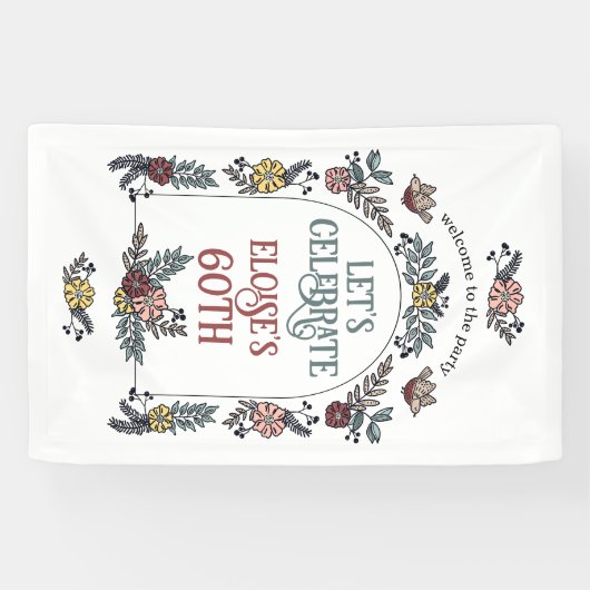 Garden Flower Arch Welkom Verjaardagsfeest Spandoek (Horizontaal)