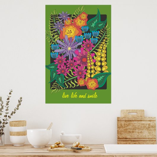 Garden Flower, Bouquet Poster (Keuken)