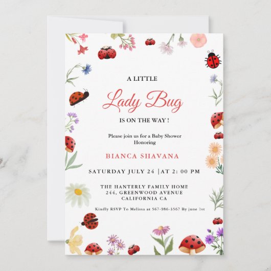 Garden Flower Little Love Bug Baby shower Kaart (Voorkant)