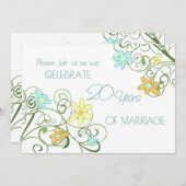 Garden Flowers 20e Jubileum Uitnodiging Kaart (Voorkant / Achterkant)