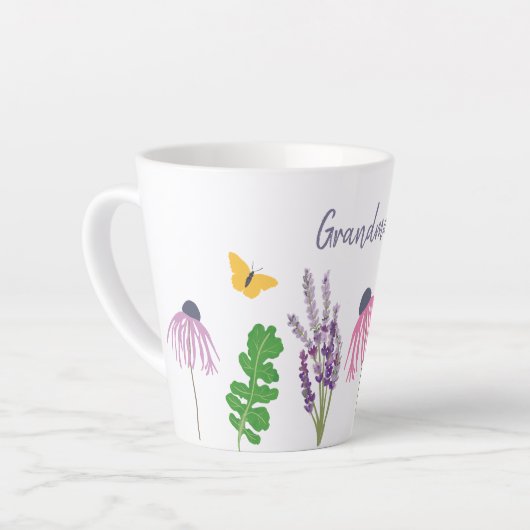 Garden Flowers and Butterflies Grandma Birthday Latte Mok (Linkerhoek)