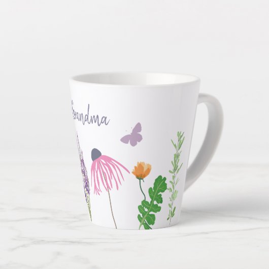 Garden Flowers and Butterflies Grandma Birthday Latte Mok (Rechterhoek)