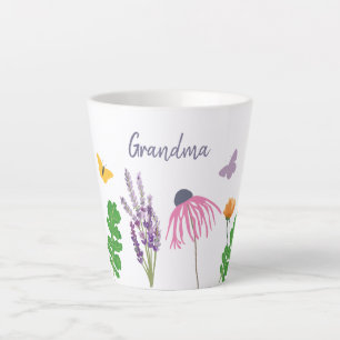 Garden Flowers and Butterflies Grandma Birthday Latte Mok