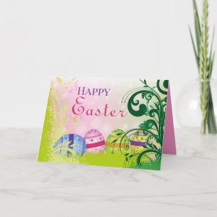 Garden Flowers and Easter Eggs Holiday Kaart