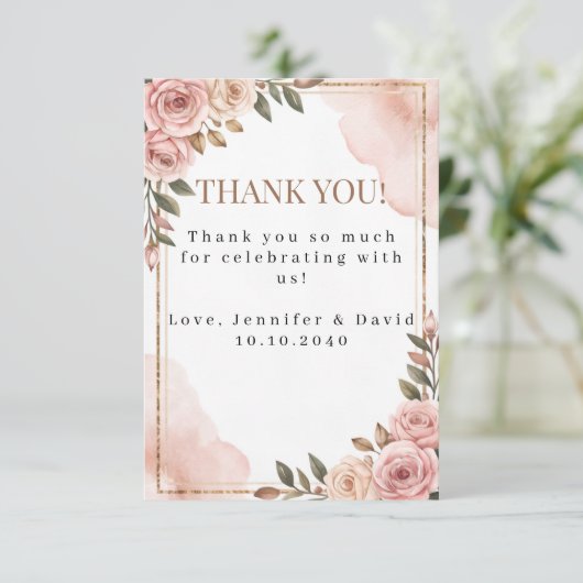 Garden Flowers Baby shower Flat Dank u kaart (Staand voorkant)