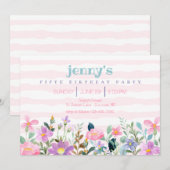 Garden Flowers Birthday Party Kaart (Voorkant / Achterkant)