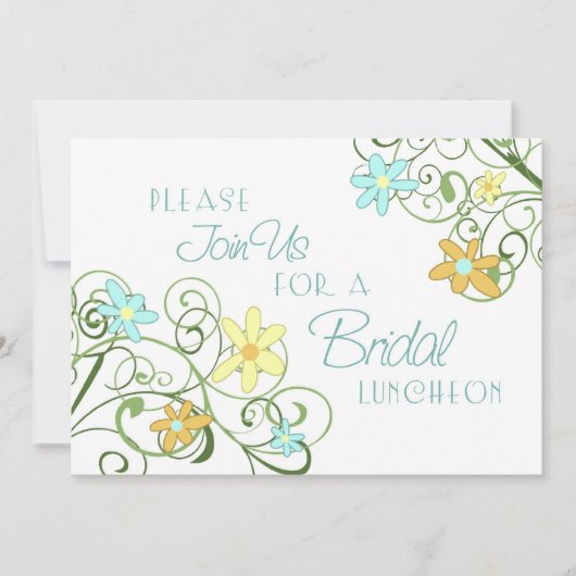 Garden Flowers Bridal Luncheon Invitation Cards Kaart (Voorkant)