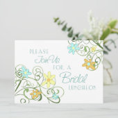 Garden Flowers Bridal Luncheon Invitation Cards Kaart (Staand voorkant)