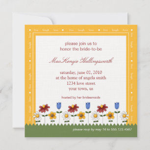 Garden Flowers Bridal Shower Invitation Kaart