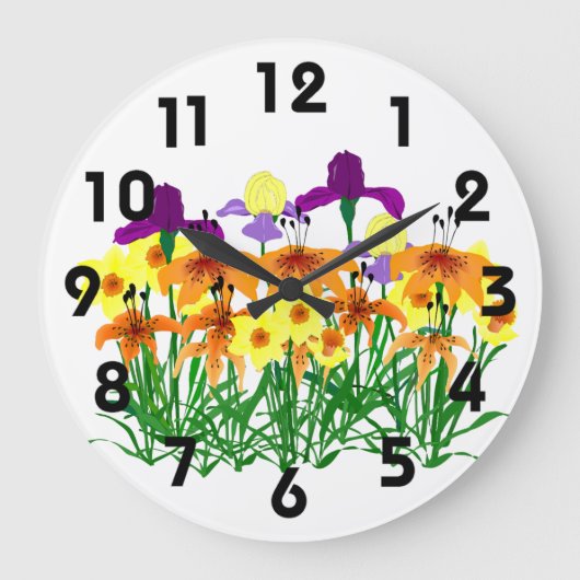 Garden Flowers Clock Grote Klok (Voorkant)