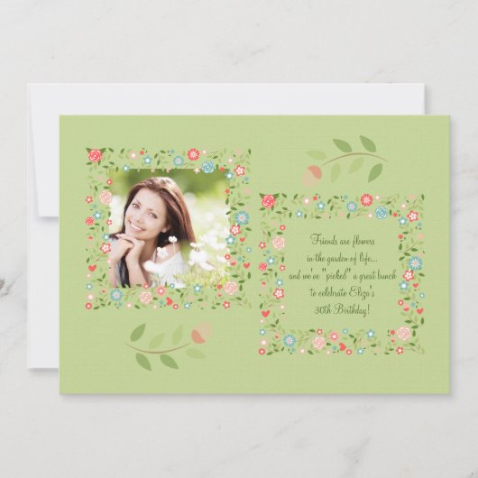 Garden Flowers Fotouitnodiging Kaart (Voorkant)
