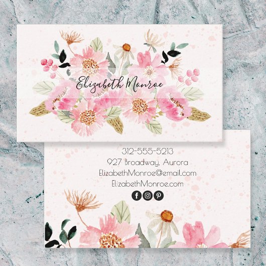 Garden Flowers Hair Stylist Salon Makeup Visitekaartje