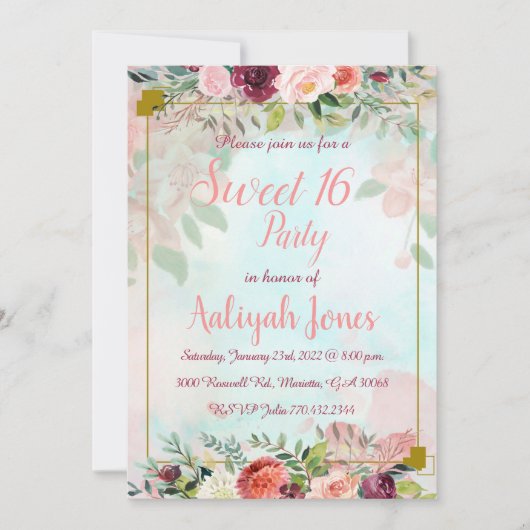 Garden Flowers Invitation Kaart (Voorkant)