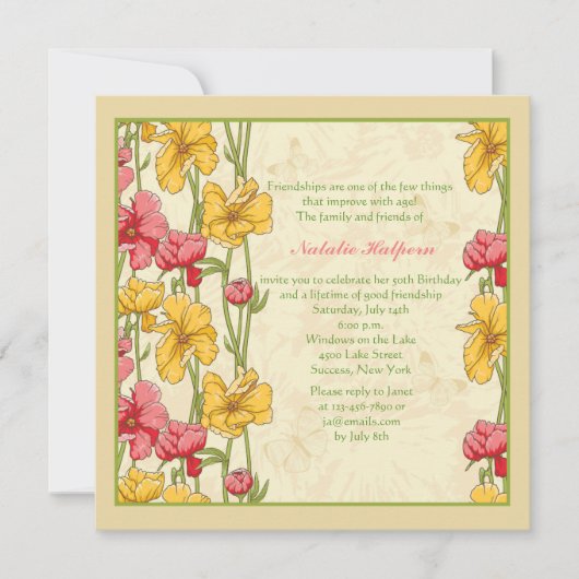 Garden Flowers Invitation Kaart (Voorkant)